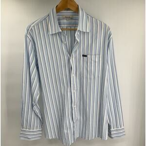 Faconnable Blue Stripes Button Down Long Sleeve Shirt Large